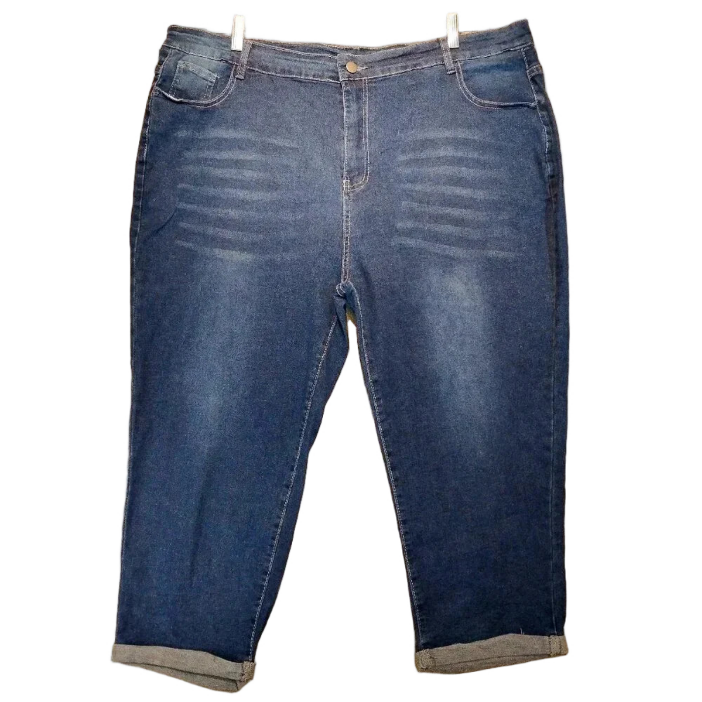 Women's  Blue Denim 5 Pocket Capri Jeans Size 5X